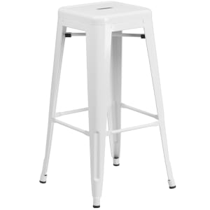 916-CH3132030WH Backless Bar Stool w/ Metal Seat, White