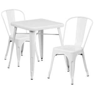 916-CH31330230WH 23 3/4" Square Table & (2) Chair Set - Steel, White
