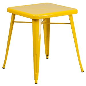 916-CH3133029YL 23 3/4" Square Dining Height Table - Galvanized Steel, Yellow