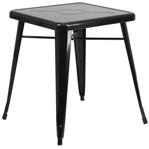 916-CH3133029BK 23 3/4" Square Dining Height Table - Galvanized Steel, Black