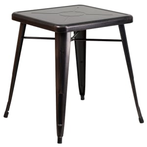 916-CH3133029BQ 23 3/4" Square Dining Height Table - Galvanized Steel, Black & Antique G...