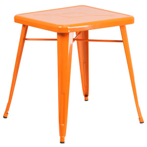 916-CH3133029OR 23 3/4" Square Dining Height Table - Galvanized Steel, Orange