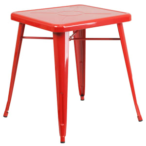916-CH3133029RED 23 3/4" Square Dining Height Table - Galvanized Steel, Red