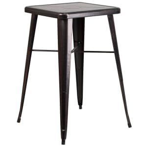 916-CH31330BQ 23 3/4" Square Bar Height Table - Black & Antique Gold Steel Top, Steel Base