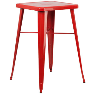 916-CH31330RED 23 3/4" Square Bar Height Table - Red Steel Top, Steel Base