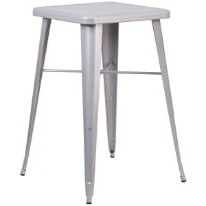 916-CH31330SIL 23 3/4" Square Bar Height Table - Silver Steel Top, Steel Base