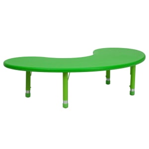 916-0042MNTBLGRN Half Moon Preschool Activity Table - 65"L x 35"W, Plastic Top, Green