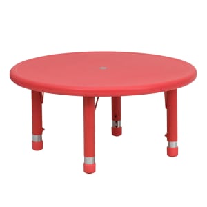 916-0072RTBLRED 33" Round Preschool Activity Table - Plastic Top, Red