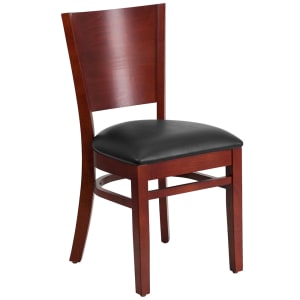 916-0094BMAHBLKV Restaurant Chair w/ Solid Back & Black Vinyl Seat - Beechwood Frame, Mahogany Finish