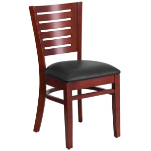 916-0108MAHBLKV Restaurant Chair w/ Slat Back & Black Vinyl Seat - Beechwood Frame, Mahogany...