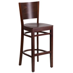 916-0094BRWALWAL Bar Stool w/ Solid Back & Wood Seat, Walnut 