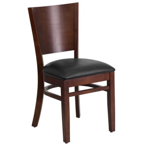 916-0094BWALBLKV Restaurant Chair w/ Solid Back & Black Vinyl Seat - Beechwood Frame, Walnut...
