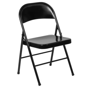 916-BDF002BK Folding Chair w/ Black Steel Back & Seat - Steel Frame, Black