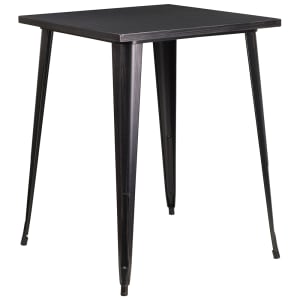 916-CH5104040BQ 33 1/4" Square Bar Height Table - Black & Antique Gold Steel Top, Steel Base