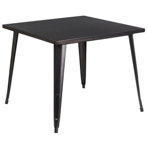 916-CH5105029BQ 35 1/2" Square Dining Height Table - Metal, Black & Antique Gold