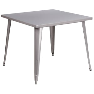 916-CH5105029SIL 35 1/2" Square Dining Height Table - Metal, Silver