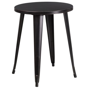 916-CH5108029BQ 24" Round Dining Height Table - Metal, Black & Antique Gold