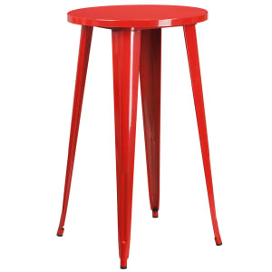 916-CH5108040RED 24" Round Bar Height Table - Red Steel Top, Steel Base