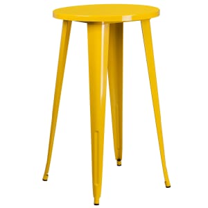 916-CH5108040YL 24" Round Bar Height Table - Yellow Steel Top, Steel Base