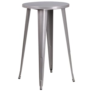 916-CH5108040SIL 24" Round Bar Height Table - Silver Steel Top, Steel Base