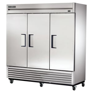 598-T72F 78" Three Section Reach In Freezer, (3) Solid Doors, 115v