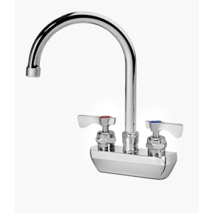 381-14401LLG4 Wall Mount Faucet w/ 6" Gooseneck Spout & Lever Handles - 4" Centers, 1.5 GPM