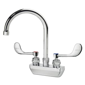 381-14401LWG4 Wall Mount Faucet w/ 6" Gooseneck Spout & VR Wrist Action Handles - 4" Centers, 1.5 GPM
