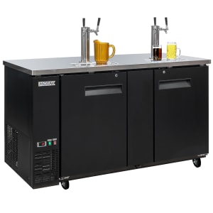 842-CBCBD3 69 1/8" Kegerator Beer Dispenser w/ (2) Keg Capacity - (2) Column, Black, 115v