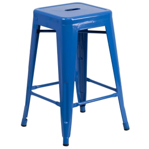 916-CH3132024BL Counter Height Backless Stool w/ Metal Seat, Blue