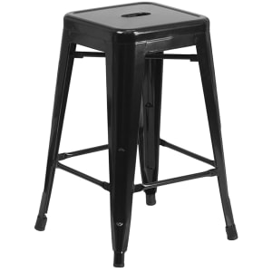 916-CH3132024BKGG Counter Height Backless Stool w/ Metal Seat, Black