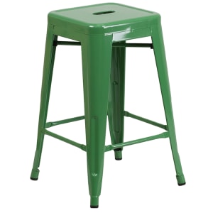 916-CH3132024GN Counter Height Backless Bar Stool w/ Metal Seat, Green