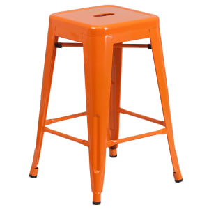 916-CH3132024ORGG Counter Height Backless Bar Stool w/ Metal Seat, Orange