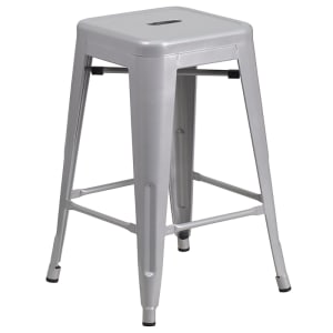 916-CH3132024SILGG Counter Height Backless Bar Stool w/ Metal Seat, Silver