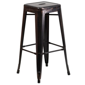 916-CH3132030BQGG Backless Bar Stool w/ Metal Seat, Black Antique Gold