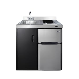 162-CK36ELGLASS 36 1/8" Kitchenette w/ Sink, Cooktop, Refrigerator/Freezer, & Cabinet -...