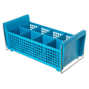 028-C32P214 Flatware Basket - (8) Compartments, Wire Handles, Polypropylene, Blue