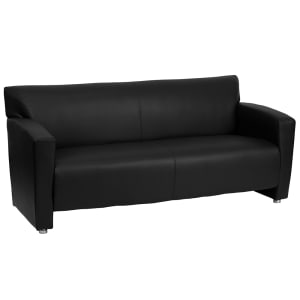 916-2223BK 68 1/2" Reception Sofa w/ Black LeatherSoft Upholstery - Brushed Aluminum Feet