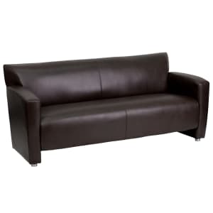 916-2223BN 68 1/2" Reception Sofa w/ Brown LeatherSoft Upholstery - Brushed Aluminum Feet