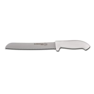 135-24223 8" Bread Knife w/ Soft White Rubber Handle, Carbon Steel