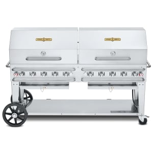 828-CVRCB72RDPSI5010 70" Mobile Gas Commercial Outdoor Grill w/ Roll Domes, Liquid Propane