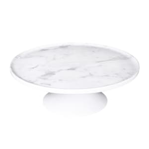 701-M12RPKTC 12" Round Sierra Plate Stand - Melamine, Faux Carrera Marble