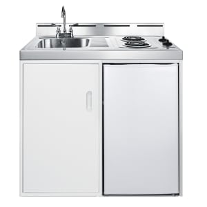 162-C39EL 39" Kitchenette w/ Sink, Cooktop, & Refrigerator/Freezer - White, 115v