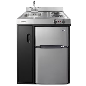 162-C30ELBK 30" Kitchenette w/ Sink, Cooktop, & Refrigerator/Freezer - Black/Stainless,...