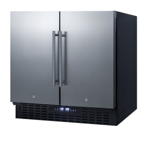 162-FFRF36 5.8 cu ft Undercounter Refrigerator & Freezer w/ (2) Solid Doors - Stainless Steel...