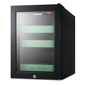 162-LX114LG 13 3/4"W BeautiFridge Cosmetics Refrigerator w/ Glass Door & Mint Shelves - Black, 115v