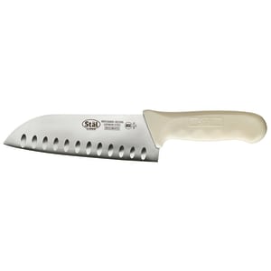 080-KWP70 7" Santoku Knife w/ High Carbon Steel Blade & White Poly Handle