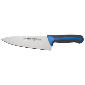 080-KSTK80 8" Chef's Knife w/ High Carbon Steel Blade & Black/Blue TPR Handle