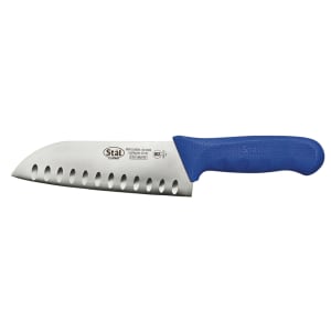 080-KWP70U 7" Santoku Knife w/ High Carbon Steel Blade & Blue Poly Handle