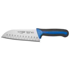 080-KSTK70 7" Santoku Knife w/ High Carbon Steel Blade & Black TPR Handle