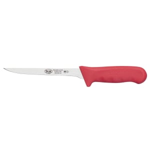 080-KWP61R 6" Narrow Boning Knife w/ Stiff High Carbon Steel Blade & Red Poly Handle